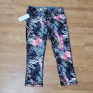 Marika Sport Black Green Orange Cropped Leggings NWT